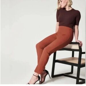 Spanx pull on slim straight leg ankle pant bronze glow Large